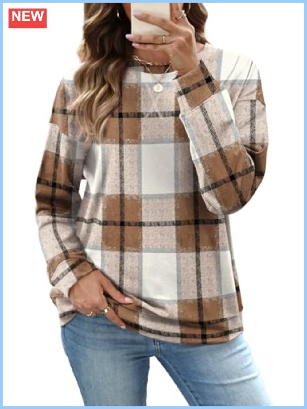 RUMIA Womens Crew Neck Sweatshirt Long Sleeve Relaxed Pullover Top